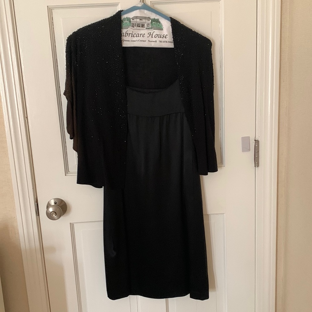 Eileen fisher size small. Black dres with matching jeweled jacket